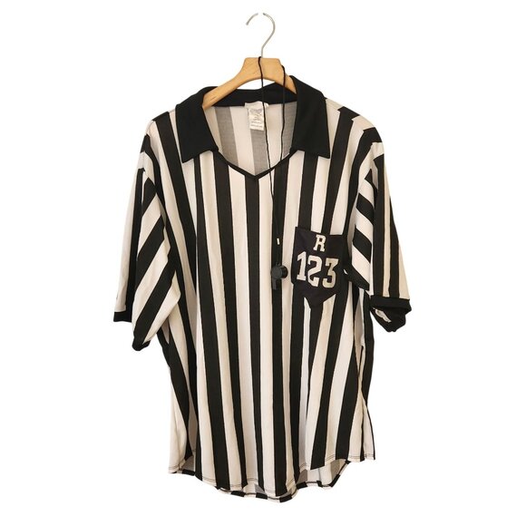 California Costumes  Halloween Adult Referee Shirt Black & White Striped Party - Picture 1 of 5